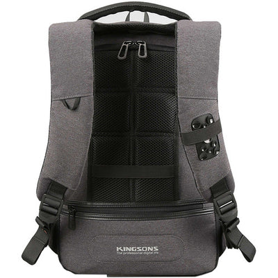 Kingsons KS3149W 15.6″ Smart Anti-theft Backpack Waterproof USB Charging Grey