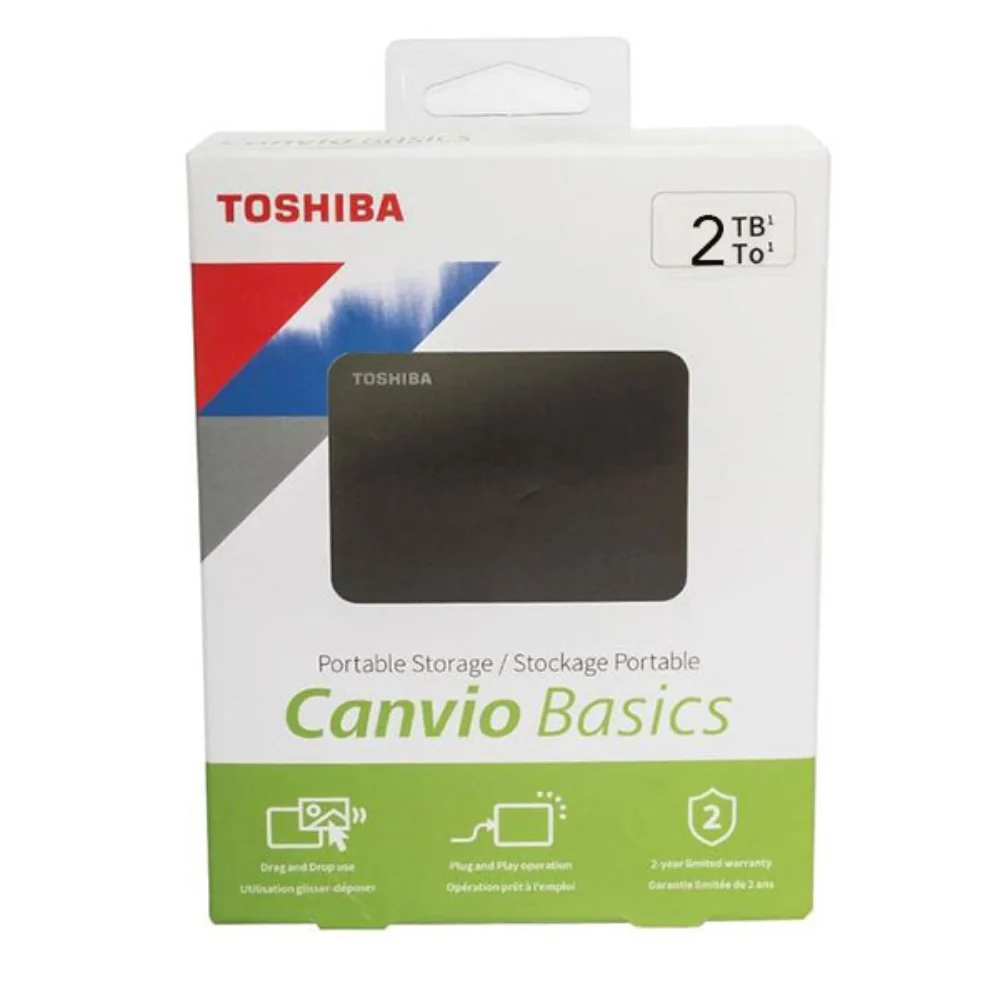 Toshiba Canvio Basics 2TB Portable External Hard Drive USB 3.0, Black - HDTB420XK3AA