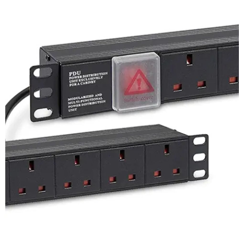MTN 6-Way Ethernet Cable UK Plug PDU Black
