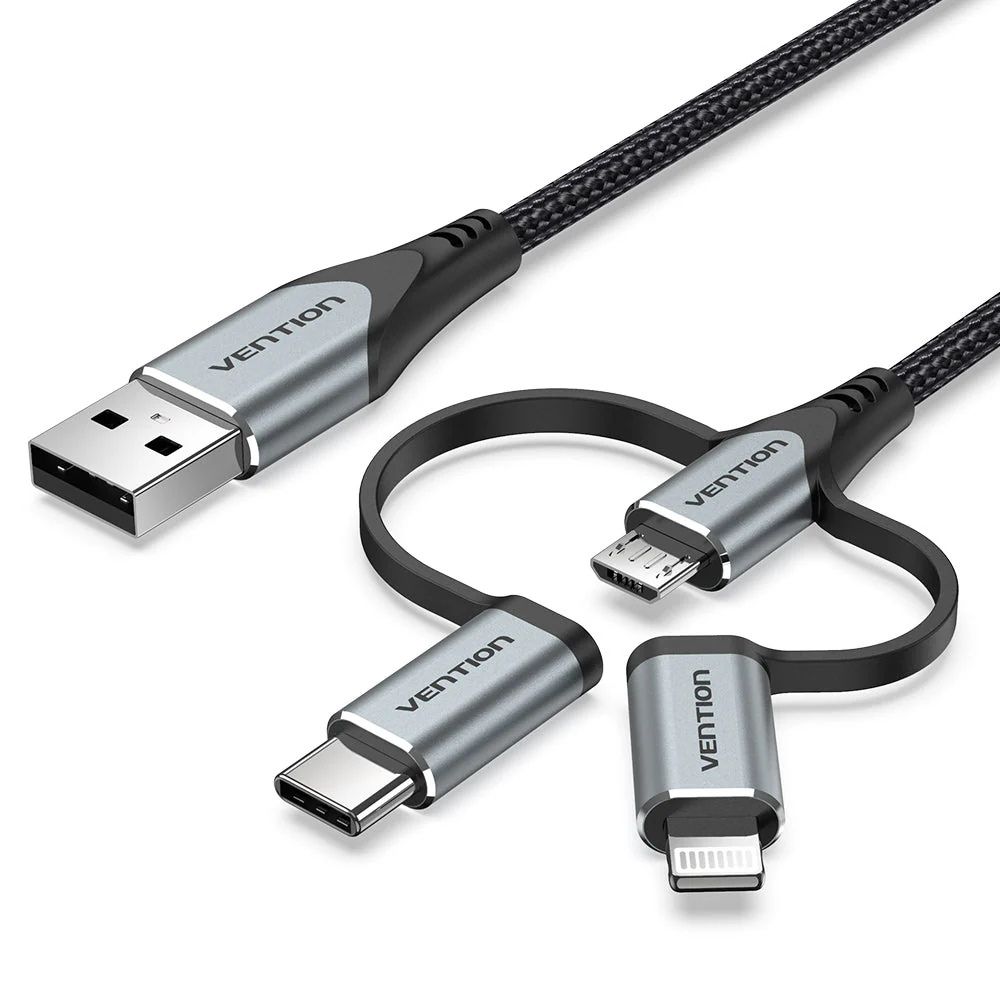 Vention USB 2.0 A Male to 3-in-1 1M Gray Aluminum Alloy VEN CQJHF