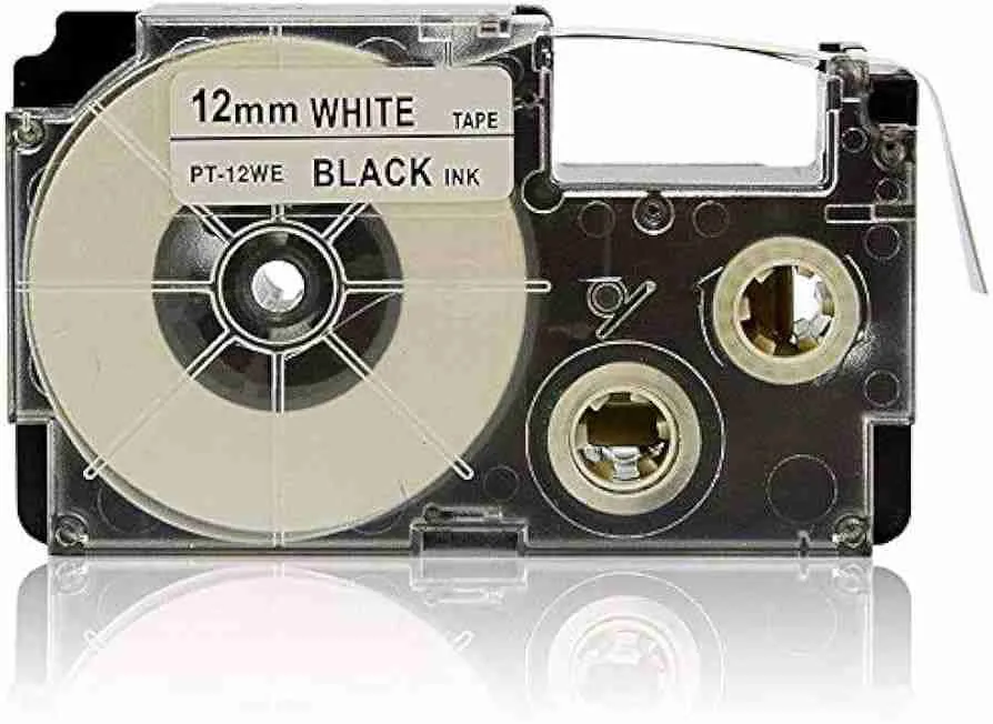 Casio 12mm x 8m Black on White Label Tape