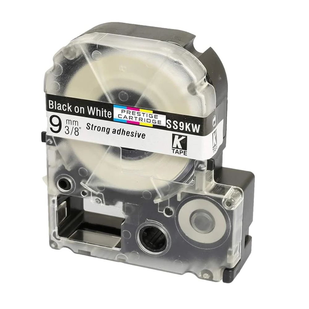 Epson 9mm x 8m Black on White Tape-SS9KW