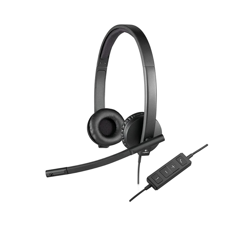 Logitech H570e Stereo USB-A Headset Noise Cancelling Mic Black 981-000575