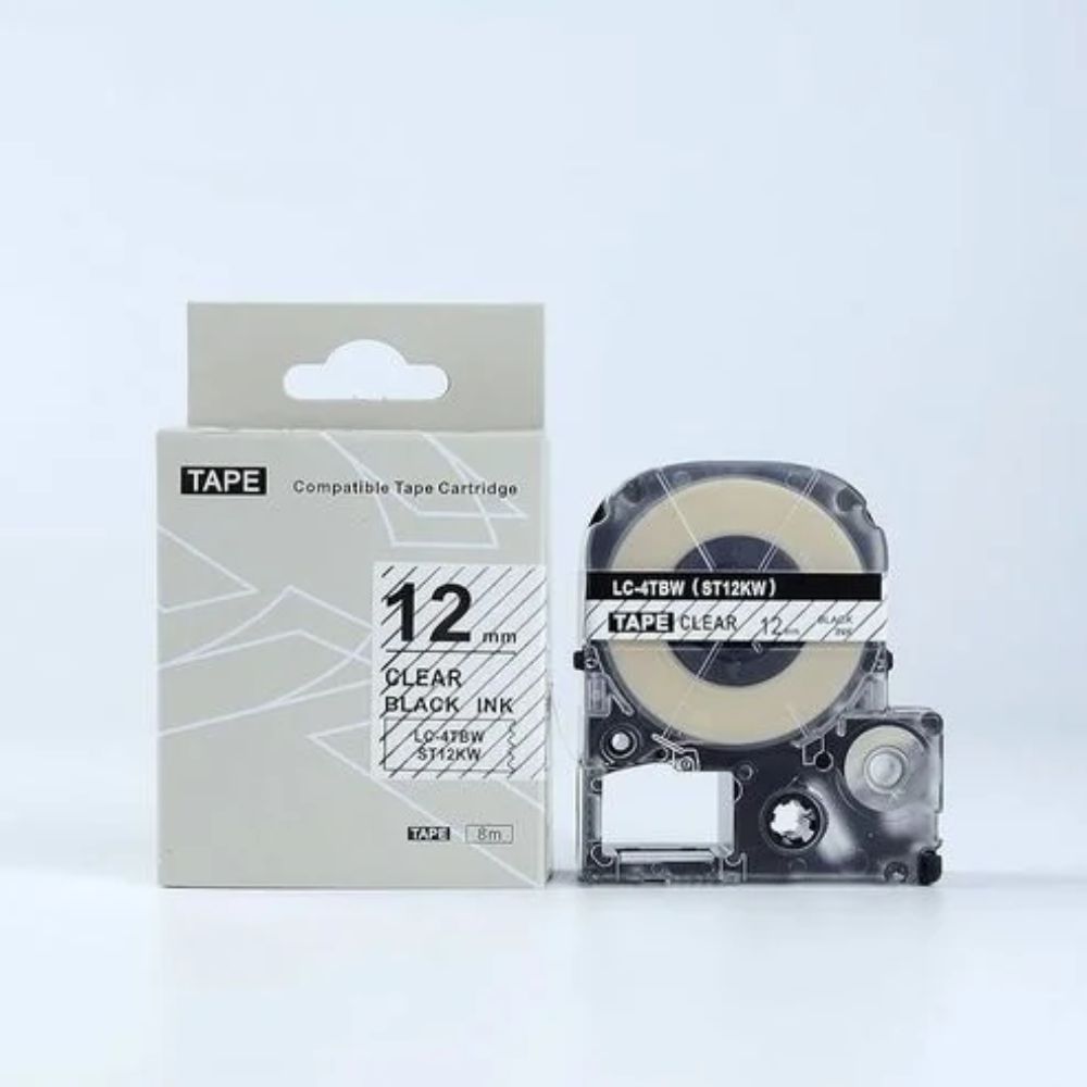 Epson 12mm x 8m Black on White Tape-SS12KW