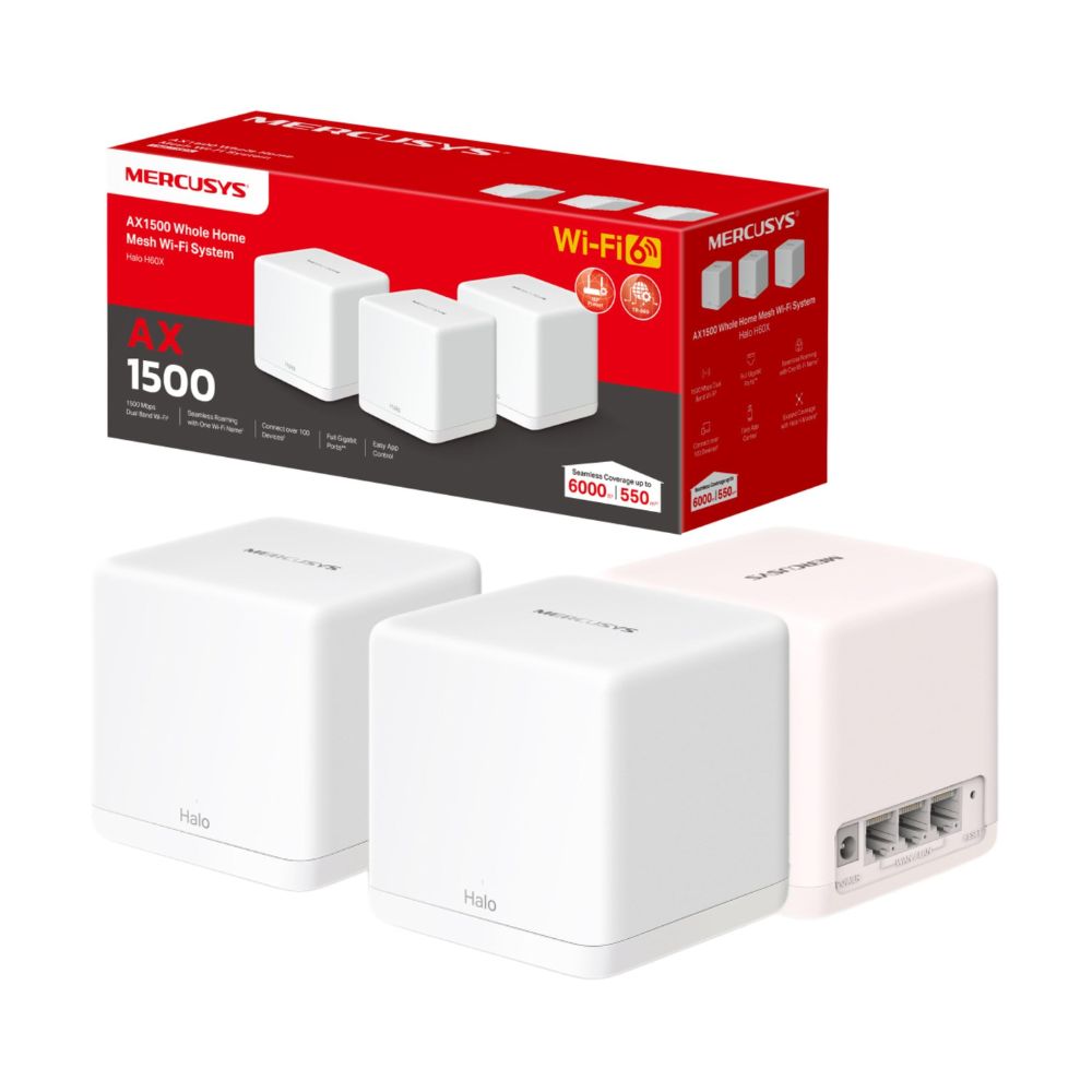 Mercusys Halo H60X AX1500 Whole Home Mesh Wi-Fi 6 System
