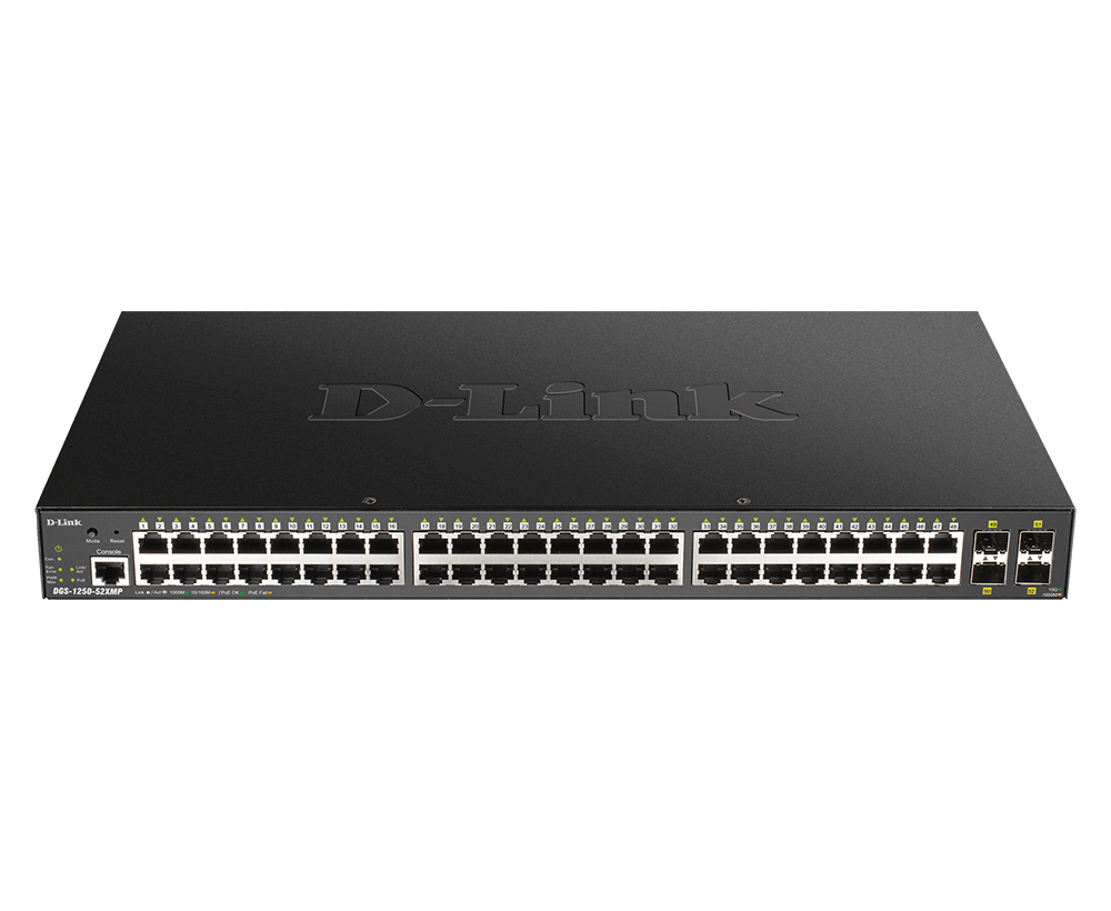 D‑Link DGS‑1250‑52XMP 52‑Port Gigabit PoE+ Smart Managed Switch