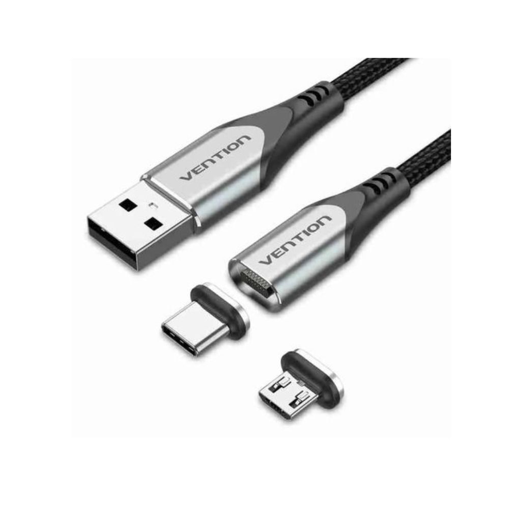 Vention USB 2.0 A Male to 2-in-1 Male Magnetic Cable 1M Gray VEN CQMHF