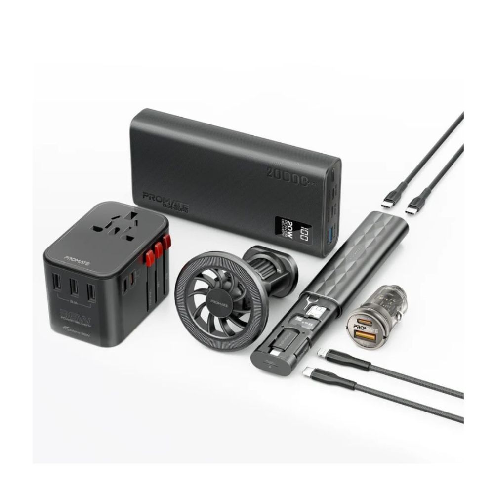 Promate PowerGear-Pro Bolt-20PD 7-in-1 Travel Charging Kit