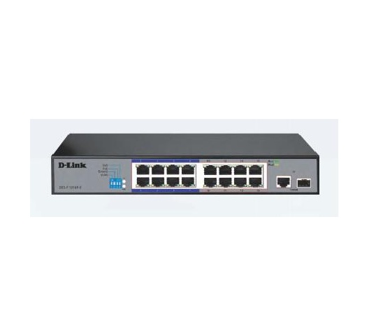 D-Link 16-port Fast Ethernet Long Range 250m PoE+ Surveillance Switch-DES-F1016P-E