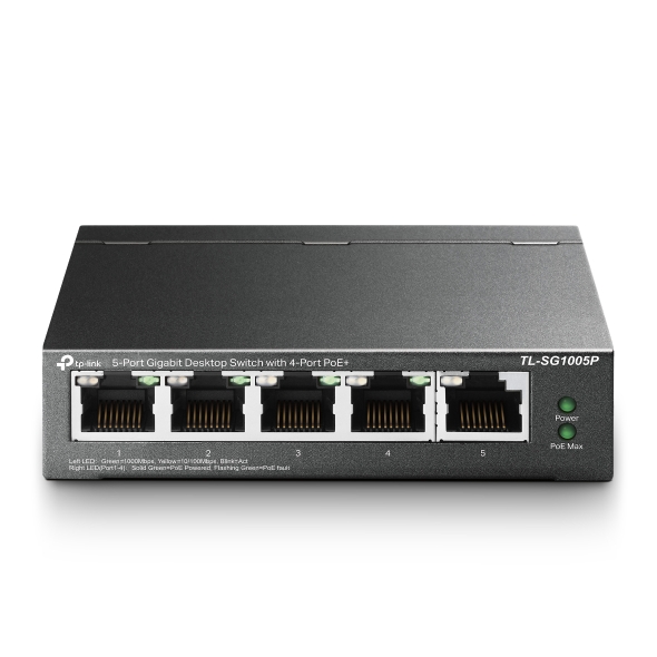 TP-Link 5-Port Gigabit Desktop Switch with 4-Port PoE -TL-SG1005P
