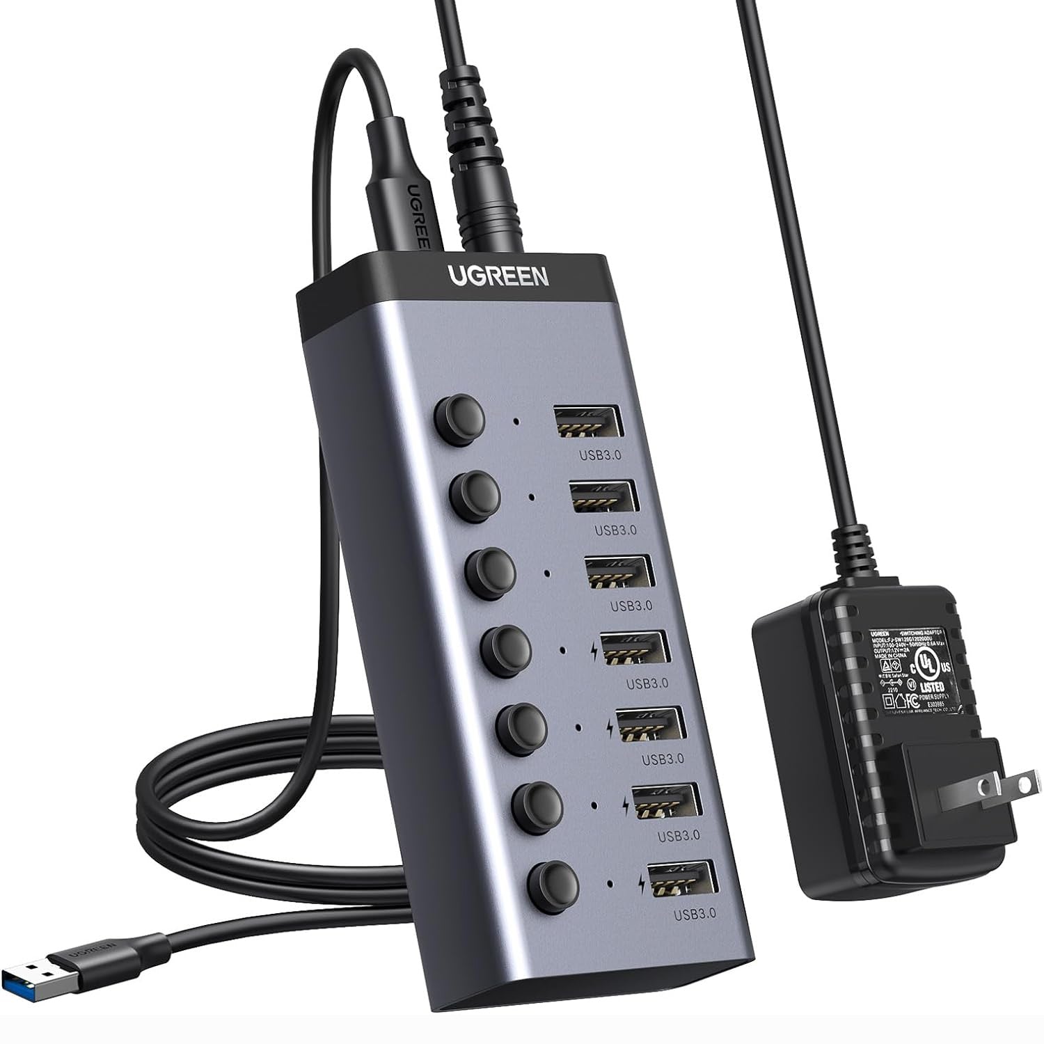 UGREEN USB-C to 7-Port USB-A 3.0 Hub DC 12V EU - CM481