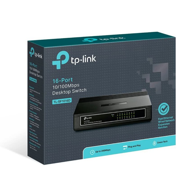 TP-Link 16-Port 10/100Mbps Desktop Switch  Black-TL-SF1016D