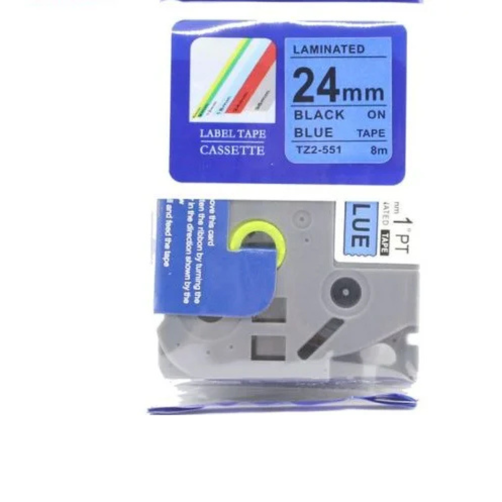 Brother 24mm x 8m Black on Blue Label Tape-TZ2-551